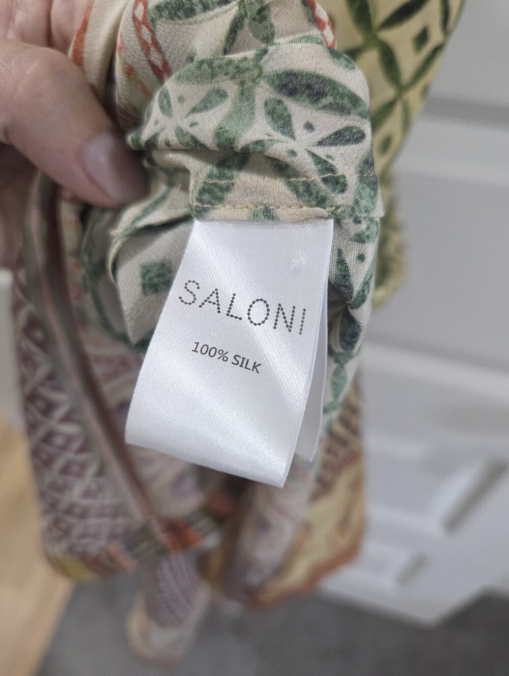 SALONI 100% Silk Geometric Print Belted Midi Maxi Dress Size US 10 UK 14 - Picture 6 of 7